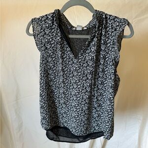 H&M Floral Short Sleeve Blouse | Women’s Work Blouse | Tie Front Shirt